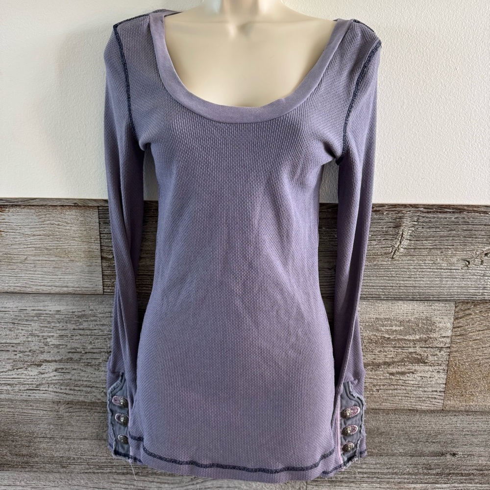 Free People moto cuff thermal top purple size Medium (S1)